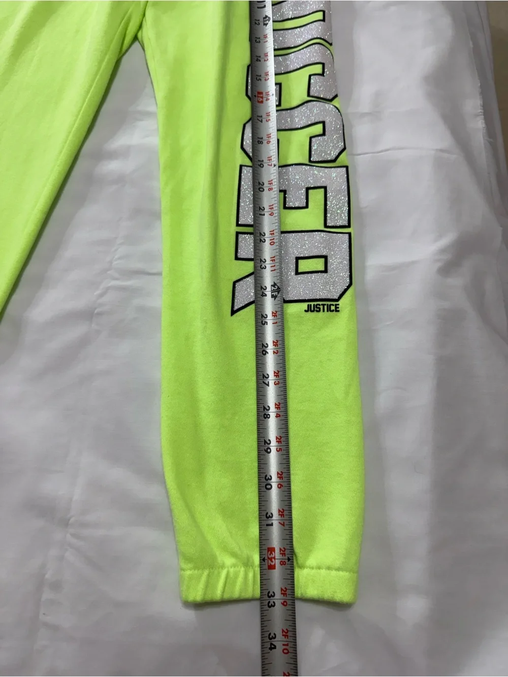 Justice Girls Size 12 Neon Lime Green Soccer Joggers Soft Perfect Condition